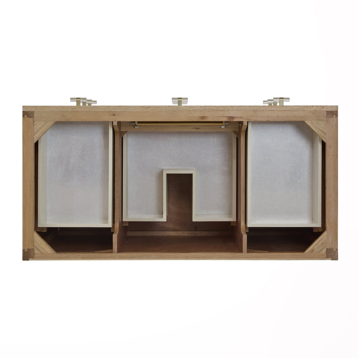 Celeste 48" Single Vanity, Sunwashed Oak with Embossed Shagreen w/ Single Hole 3 CM White Zeus Silestone Top & Backsplash