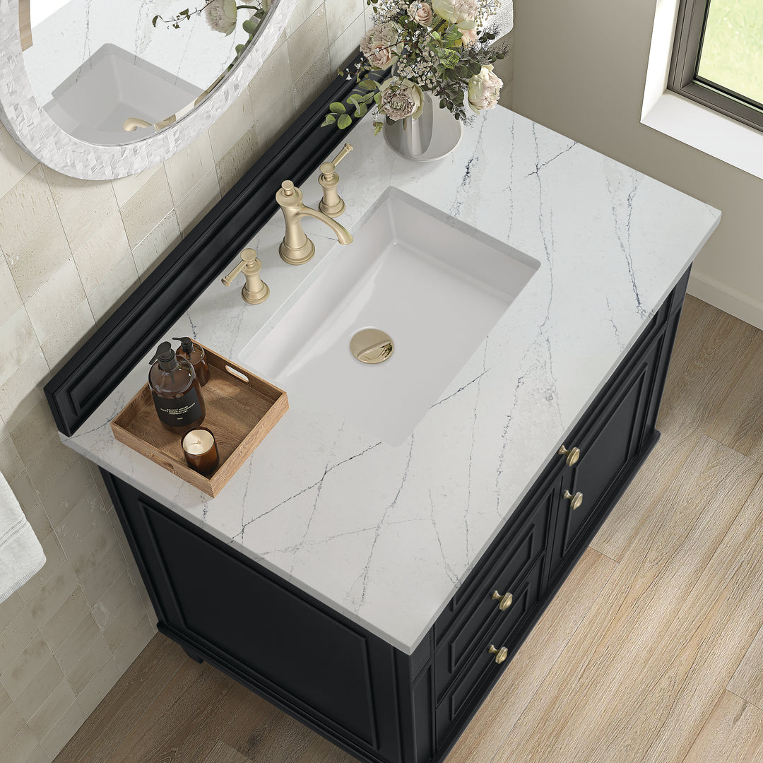 Lorelai 36" Single Vanity, Black Onyx w/ 3 CM Ethereal Noctis Silestone Top