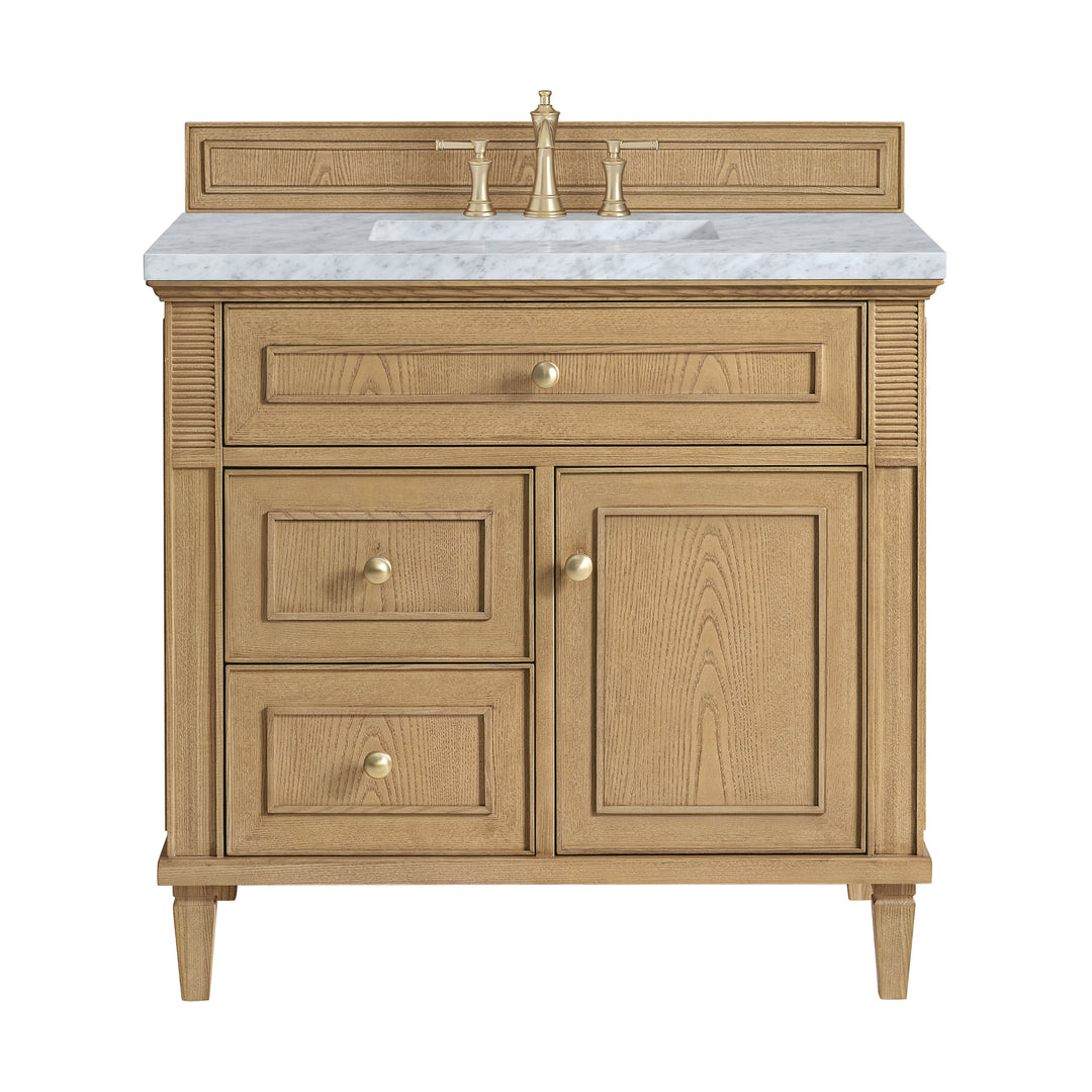 Lorelai 36" Single Vanity, Light Natural Oak w/ 3 CM Carrara White Marble Top
