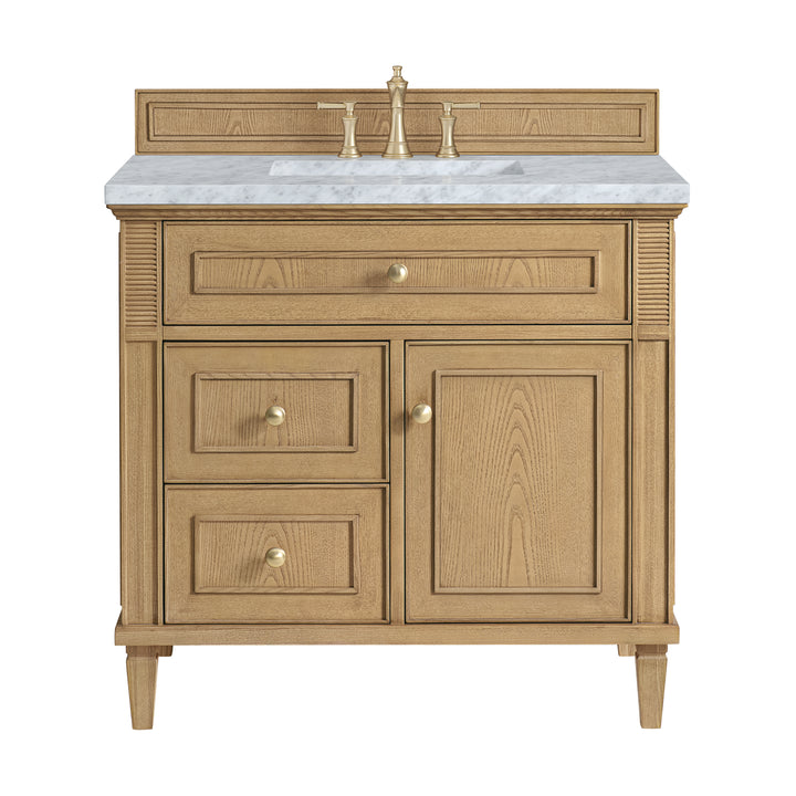 Lorelai 36" Single Vanity, Light Natural Oak w/ 3 CM Carrara White Marble Top