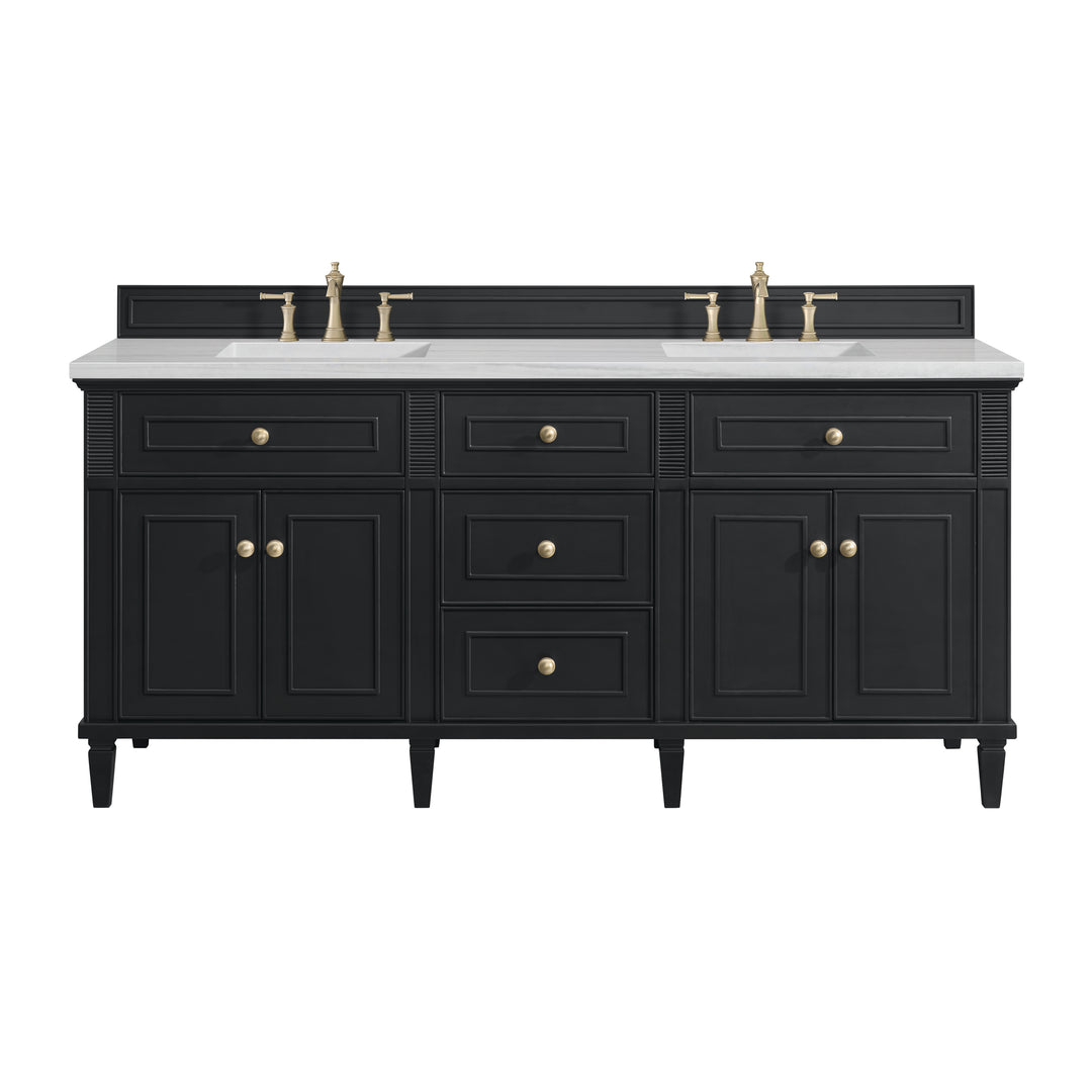 Lorelai 72" Double Vanity, Black Onyx w/ 3 CM Arctic Fall Solid Surface Top
