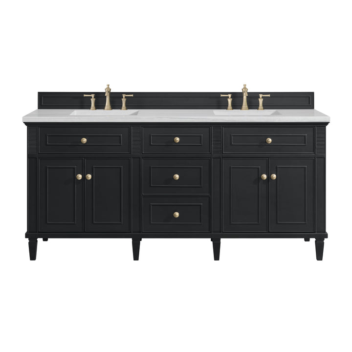 Lorelai 72" Double Vanity, Black Onyx w/ 3 CM Arctic Fall Solid Surface Top