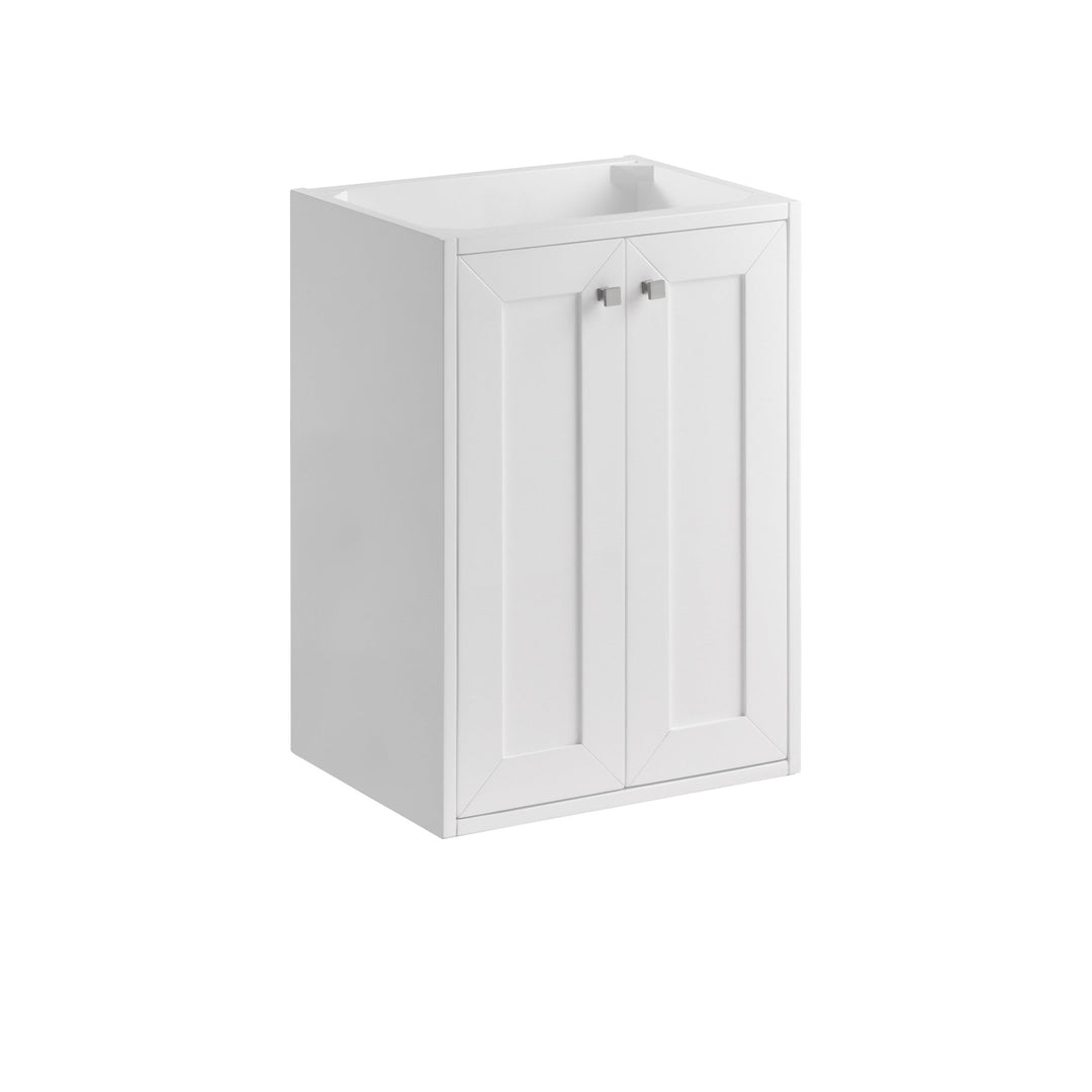 Chianti 20" Single Vanity, Glossy White, Brushed Nickel, w/ White Glossy Composite Stone Top
