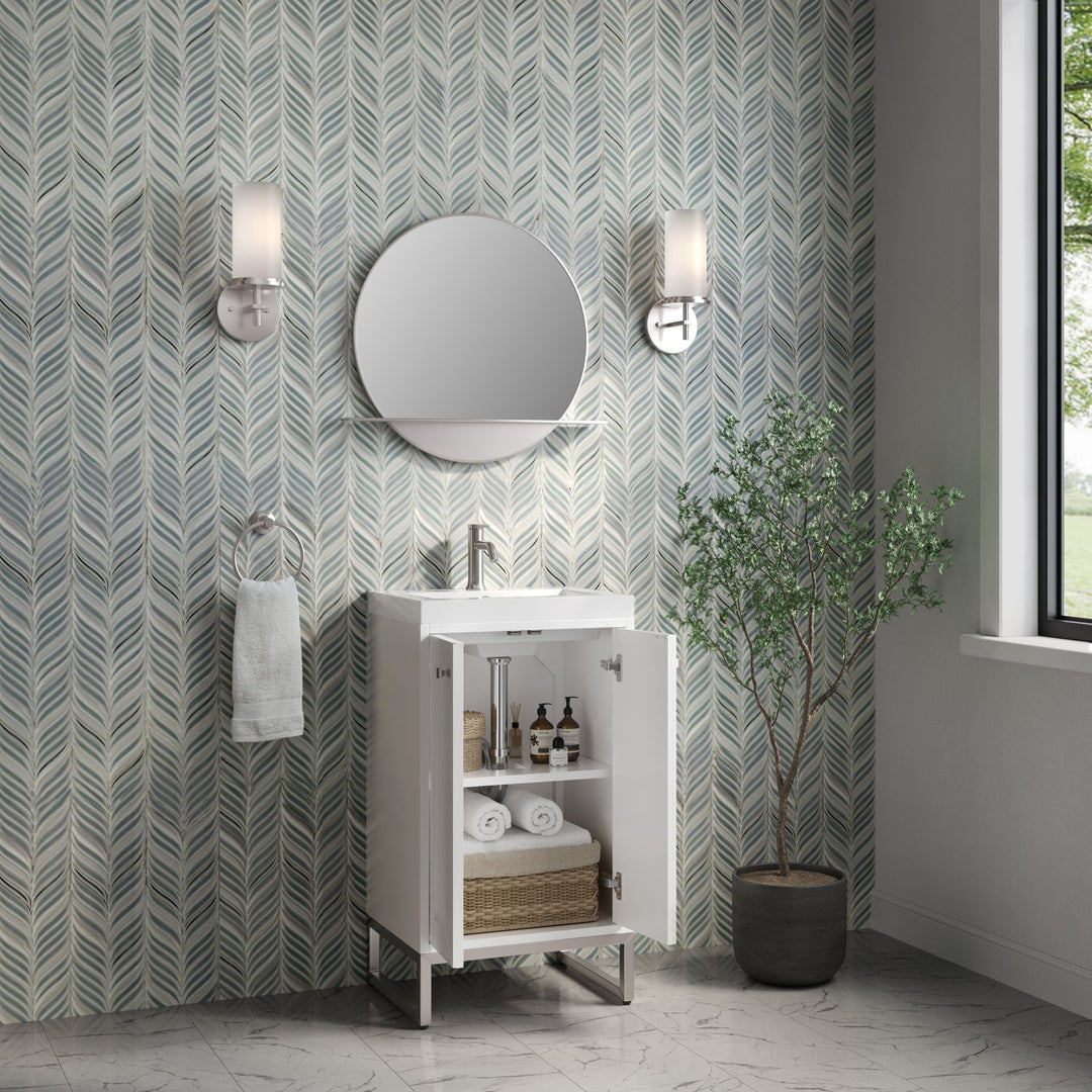 Chianti 20" Single Vanity, Glossy White, Brushed Nickel, w/ White Glossy Composite Stone Top