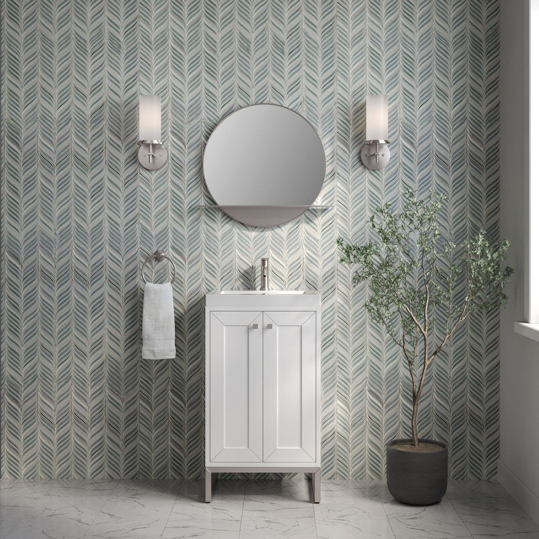 Chianti 20" Single Vanity, Glossy White, Brushed Nickel, w/ White Glossy Composite Stone Top