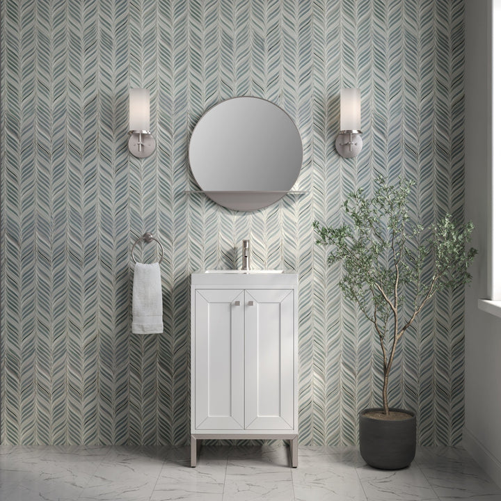 Chianti 20" Single Vanity, Glossy White, Brushed Nickel, w/ White Glossy Composite Stone Top