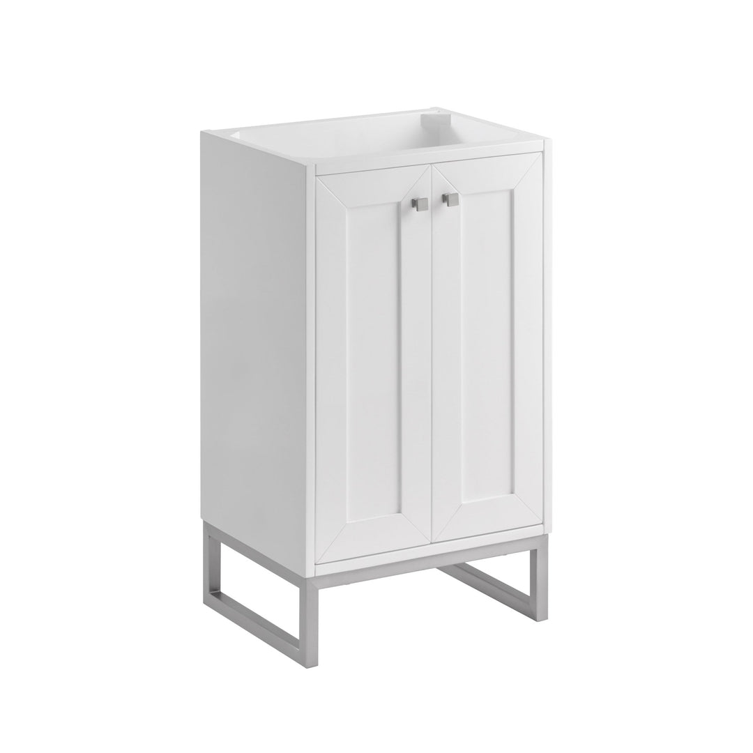 Chianti 20" Single Vanity, Glossy White, Brushed Nickel, w/ White Glossy Composite Stone Top