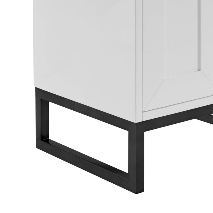 Chianti 20" Single Vanity, Glossy White, Matte Black, w/ White Glossy Composite Stone Top