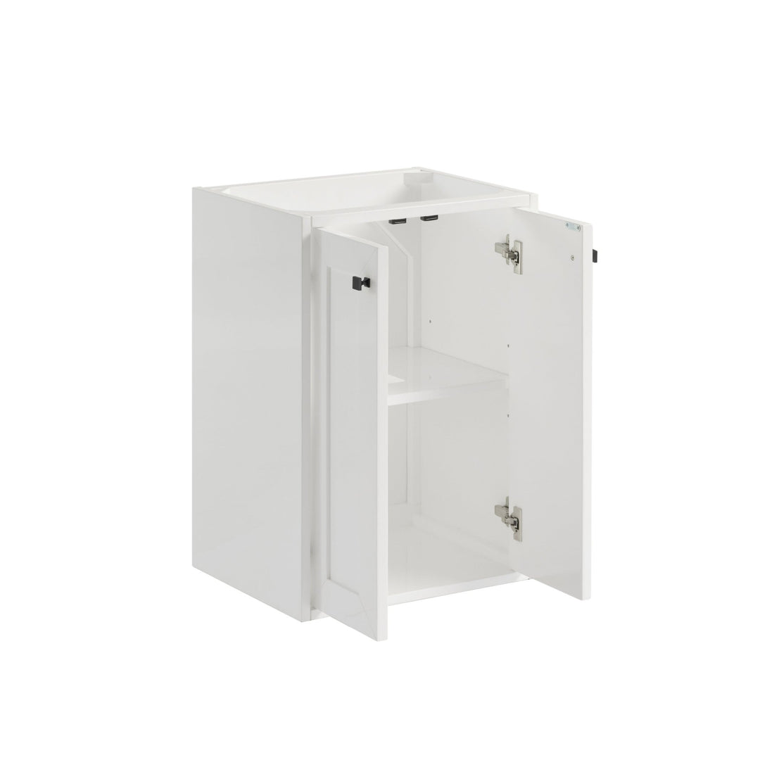 Chianti 20" Single Vanity, Glossy White, Matte Black, w/ White Glossy Composite Stone Top
