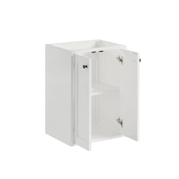 Chianti 20" Single Vanity, Glossy White, Matte Black, w/ White Glossy Composite Stone Top