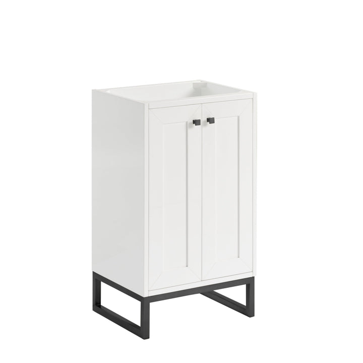 Chianti 20" Single Vanity, Glossy White, Matte Black, w/ White Glossy Composite Stone Top