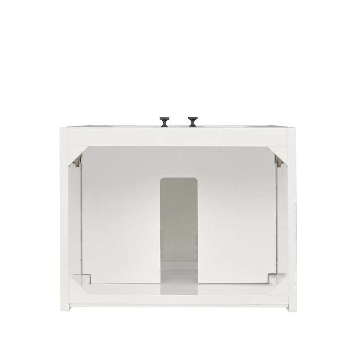 Chianti 20" Single Vanity, Glossy White, Matte Black, w/ White Glossy Composite Stone Top