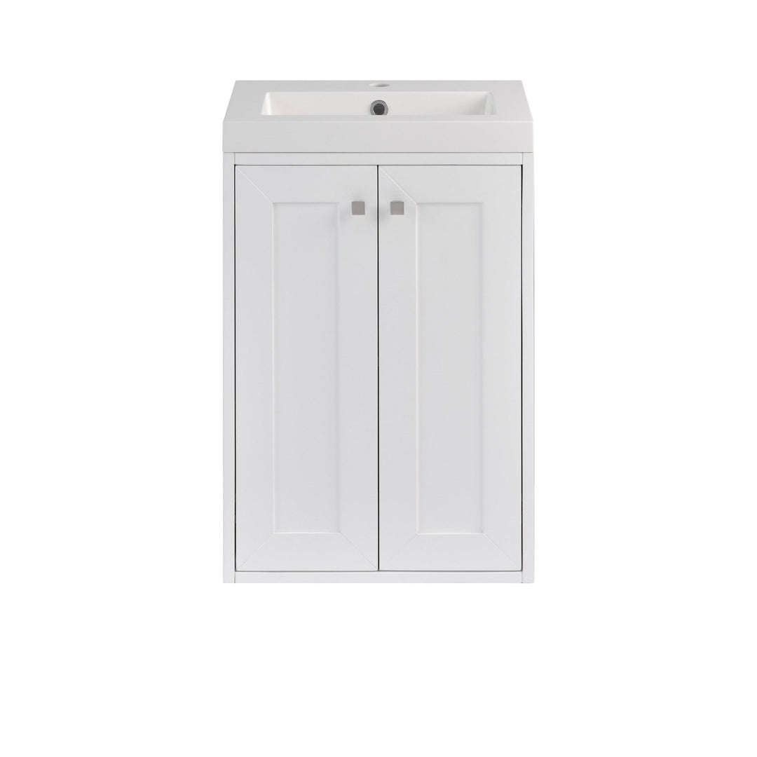 Chianti 20" Single Vanity, Glossy White w/ White Glossy Composite Stone Top