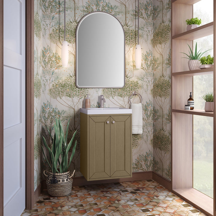 Chianti 20" Single Vanity, Walnut Whisper, Brushed Nickel, w/ White Glossy Composite Stone Top