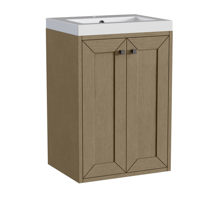 Chianti 20" Single Vanity, Walnut Whisper, Matte Black, w/ White Glossy Composite Stone Top
