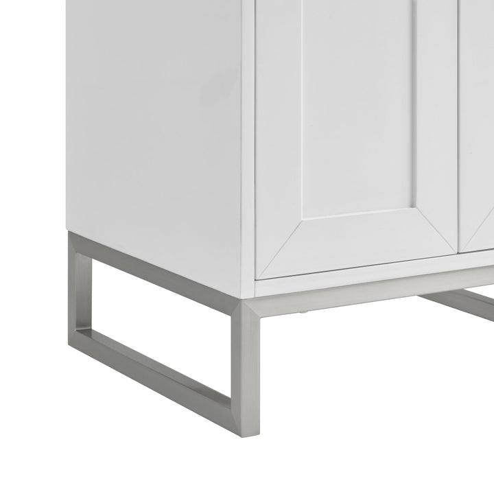 Chianti 24" Single Vanity, Glossy White, Brushed Nickel, w/ White Glossy Composite Stone Top