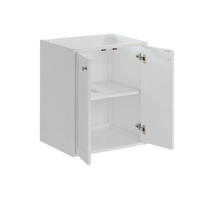 Chianti 24" Single Vanity, Glossy White, Brushed Nickel, w/ White Glossy Composite Stone Top