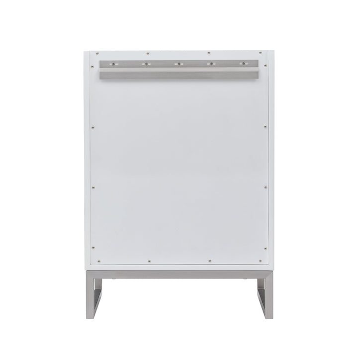 Chianti 24" Single Vanity, Glossy White, Brushed Nickel, w/ White Glossy Composite Stone Top