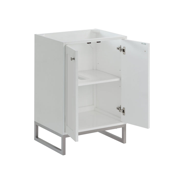 Chianti 24" Single Vanity, Glossy White, Brushed Nickel, w/ White Glossy Composite Stone Top
