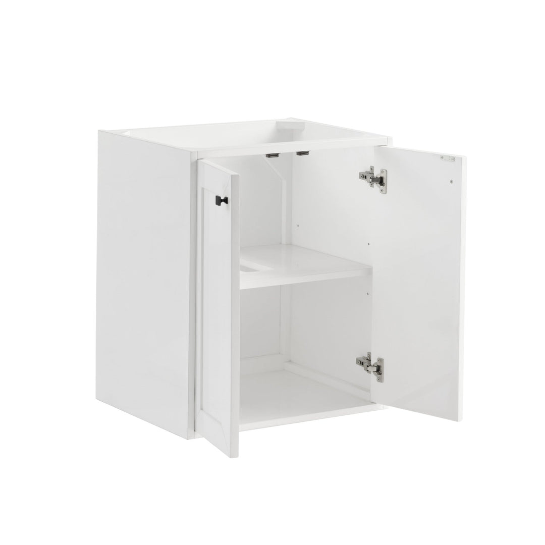 Chianti 24" Single Vanity, Glossy White, Matte Black, w/ White Glossy Composite Stone Top