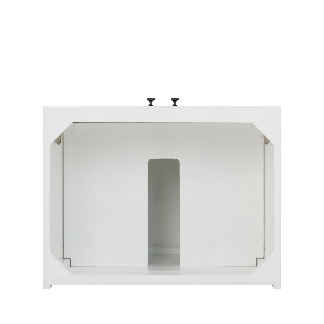 Chianti 24" Single Vanity, Glossy White, Matte Black, w/ White Glossy Composite Stone Top