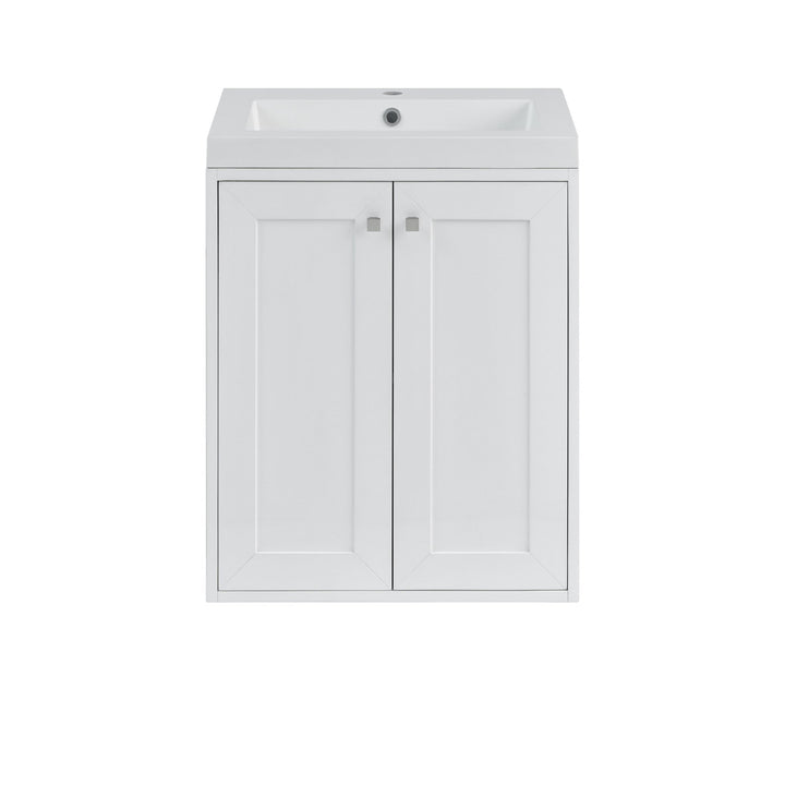 Chianti 24" Single Vanity, Glossy White w/ White Glossy Composite Stone Top
