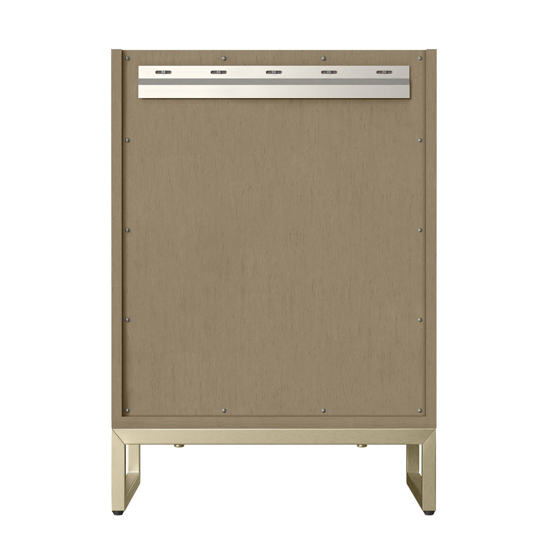 Chianti 24" Single Vanity, Walnut Whisper, Champagne Brass, w/ White Glossy Composite Stone Top