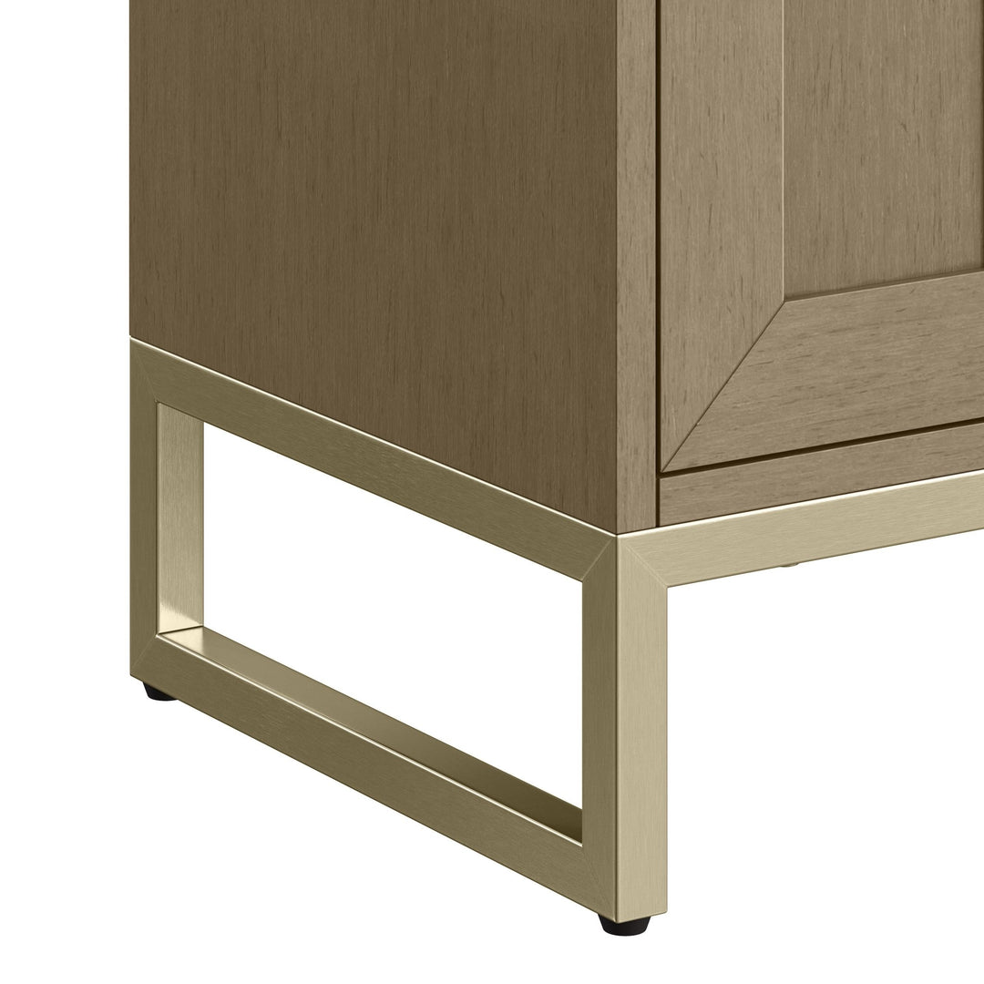 Chianti 24" Single Vanity, Walnut Whisper, Champagne Brass, w/ White Glossy Composite Stone Top