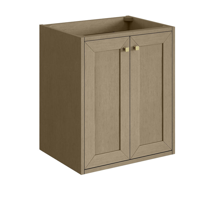 Chianti 24" Single Vanity, Walnut Whisper, Champagne Brass, w/ White Glossy Composite Stone Top