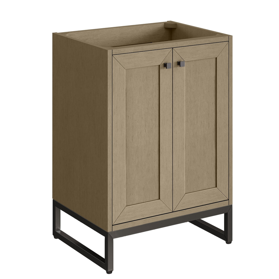 Chianti 24" Single Vanity, Walnut Whisper, Matte Black, w/ White Glossy Composite Stone Top
