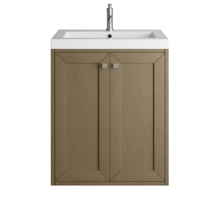 Chianti 24" Single Vanity, Walnut Whisper w/ White Glossy Composite Stone Top