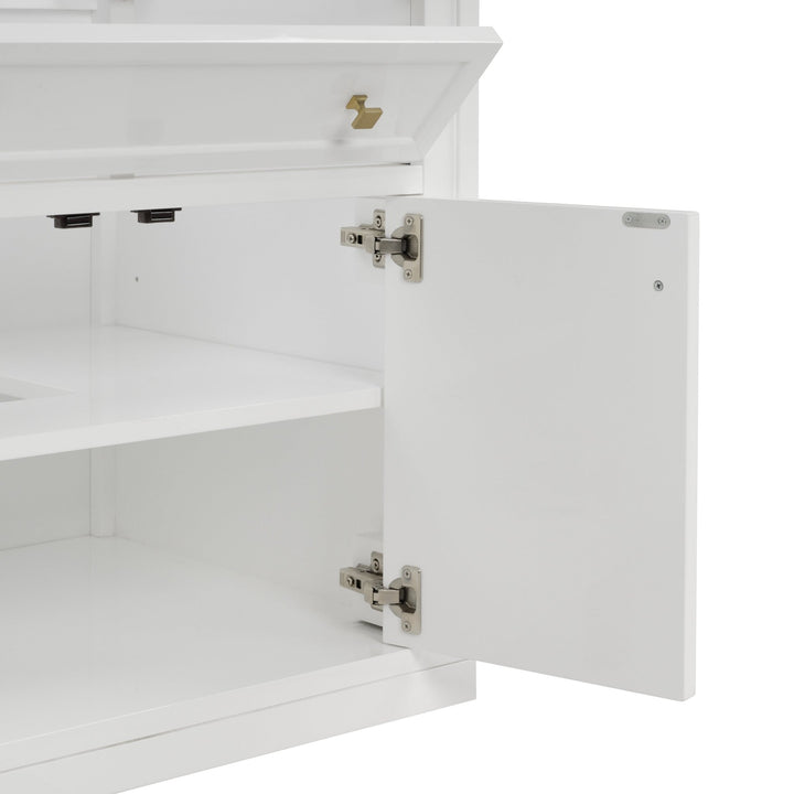 Chicago 30" Single Vanity, Glossy White, w/ 3 CM Arctic Fall Solid Surface Top