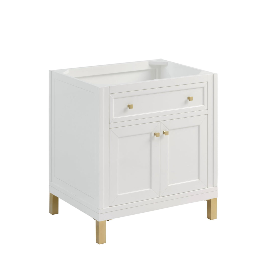 Chicago 30" Single Vanity, Glossy White, w/ 3 CM Arctic Fall Solid Surface Top