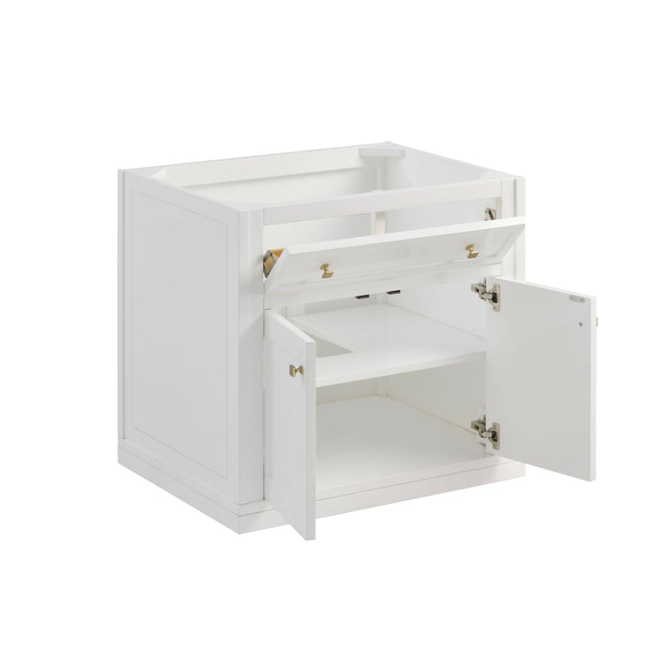Chicago 30" Single Vanity, Glossy White, w/ 3 CM Arctic Fall Solid Surface Top