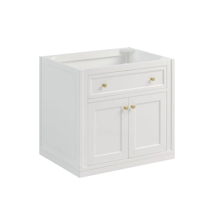 Chicago 30" Single Vanity, Glossy White, w/ 3 CM Arctic Fall Solid Surface Top