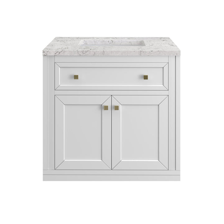 Chicago 30" Single Vanity, Glossy White, w/ 3 CM Eternal Jasmine Pearl Silestone® Top