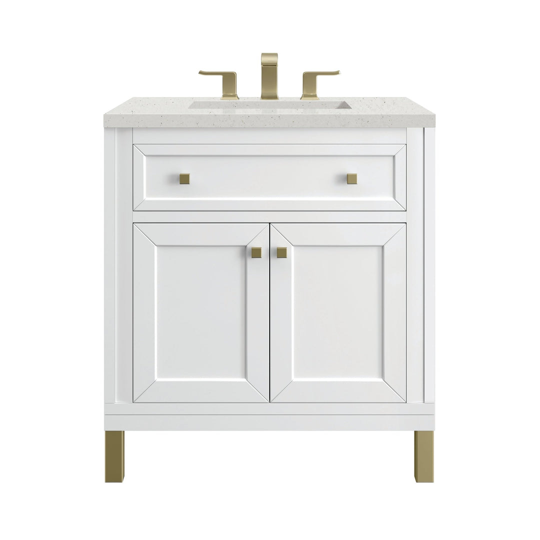 Chicago 30" Single Vanity, Glossy White, w/ 3 CM Lime Delight Silestone® Top