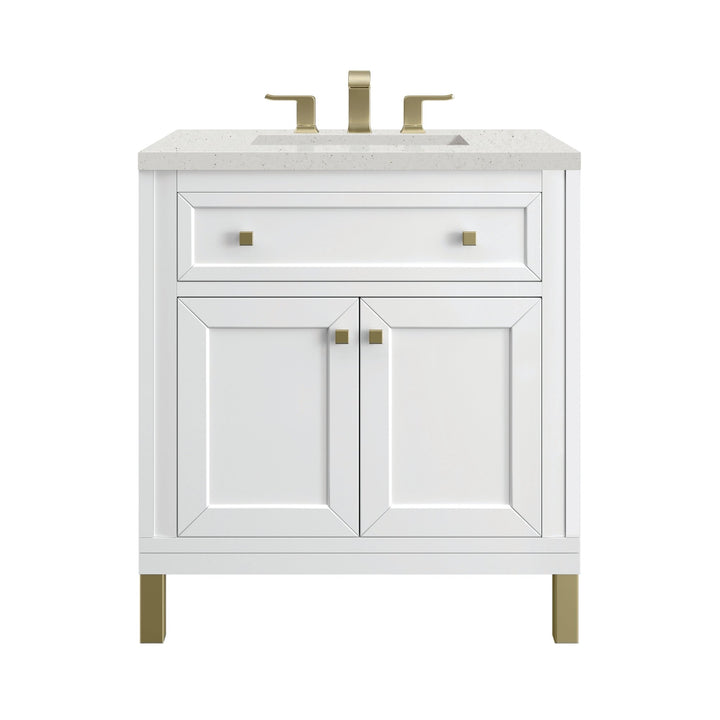 Chicago 30" Single Vanity, Glossy White, w/ 3 CM Lime Delight Silestone® Top