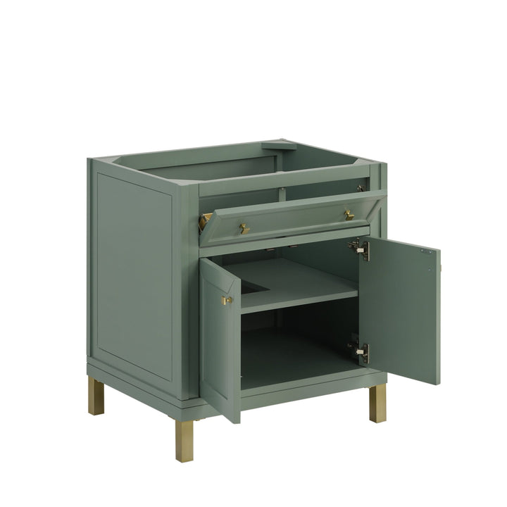 Chicago 30" Single Vanity, Smokey Celadon, w/ 3 CM Carrara Marble Top