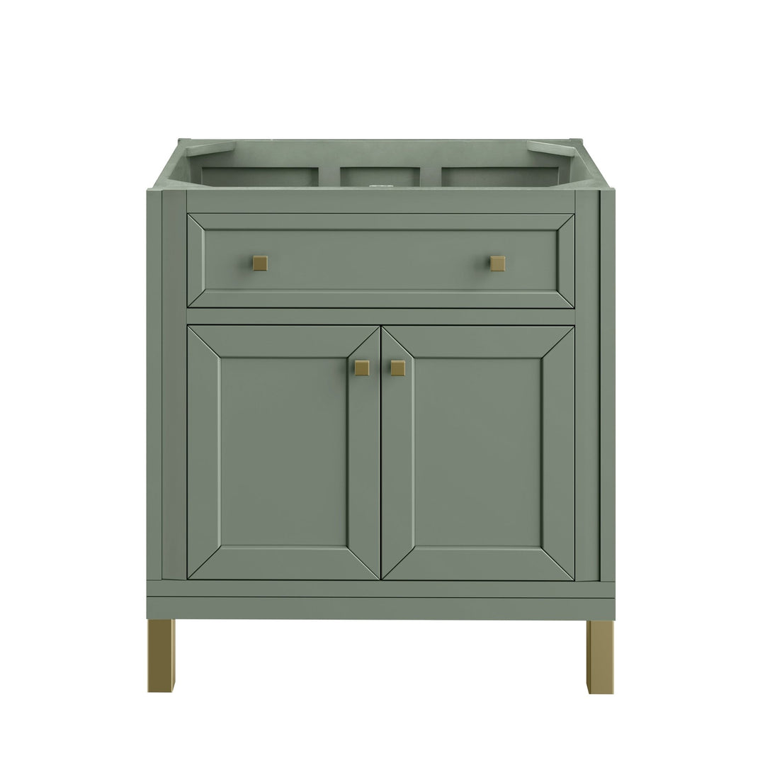 Chicago 30" Single Vanity, Smokey Celadon, w/ 3 CM Carrara Marble Top