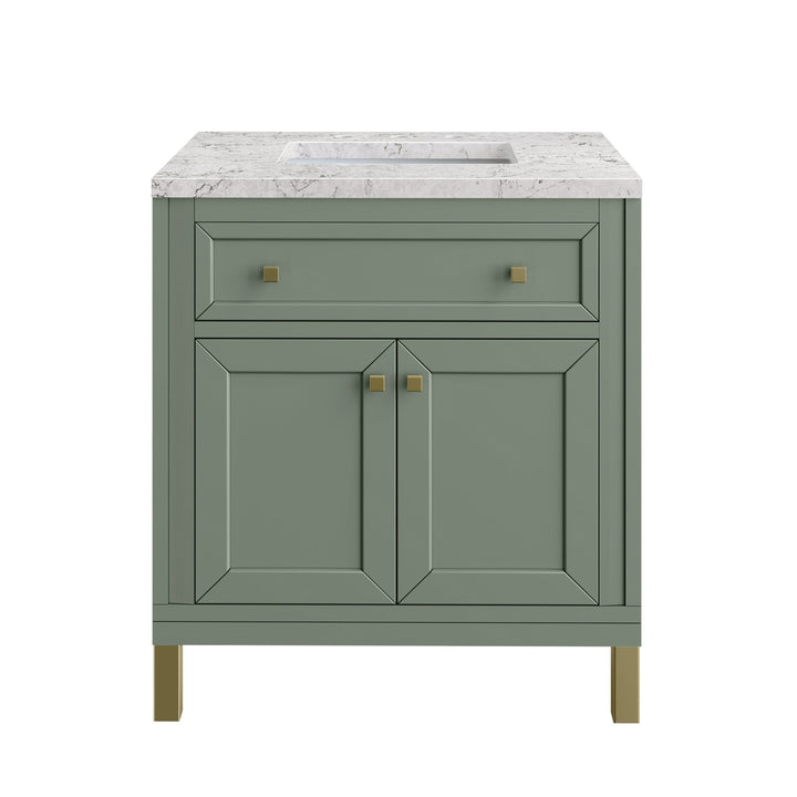 Chicago 30" Single Vanity, Smokey Celadon, w/ 3 CM Eternal Jasmine Pearl Silestone® Top