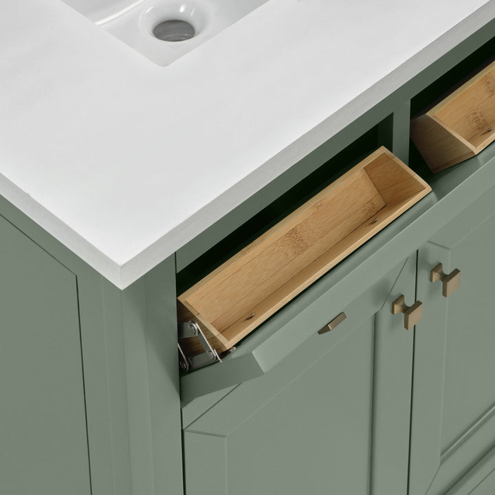 Chicago 30" Single Vanity, Smokey Celadon, w/ 3 CM White Zeus Silestone® Top