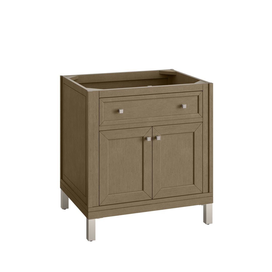 Chicago 30" Single Vanity, Walnut Whisper, w/ 3 CM Arctic Fall Solid Surface Top