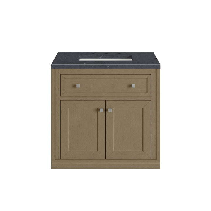 Chicago 30" Single Vanity, Walnut Whisper, w/ 3 CM Charcoal Soapstone Silestone® Top