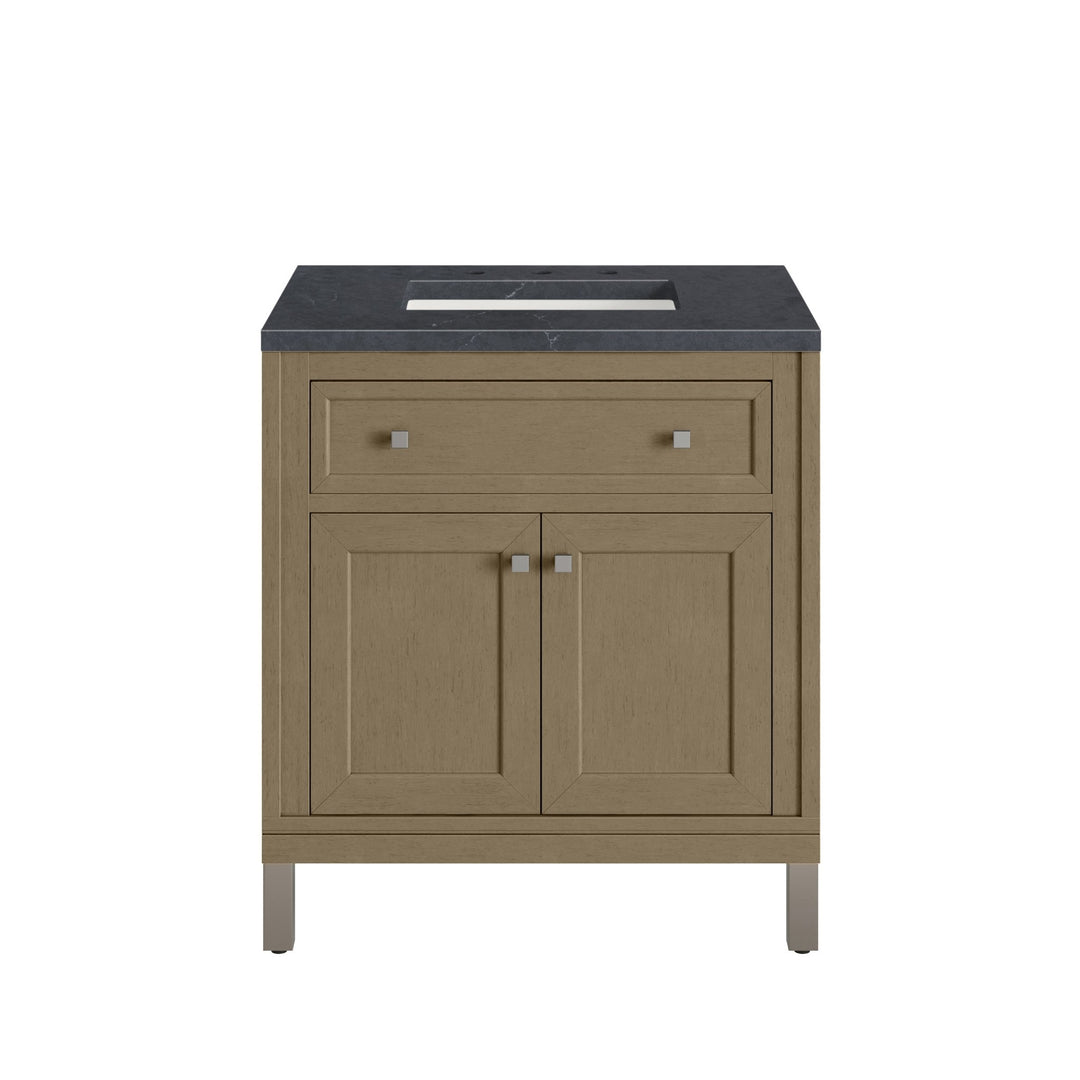 Chicago 30" Single Vanity, Walnut Whisper, w/ 3 CM Charcoal Soapstone Silestone® Top