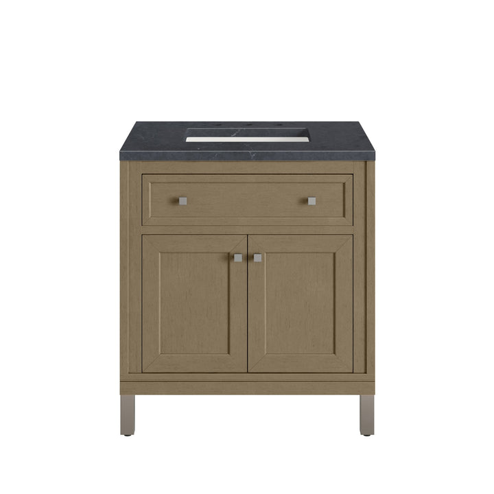 Chicago 30" Single Vanity, Walnut Whisper, w/ 3 CM Charcoal Soapstone Silestone® Top
