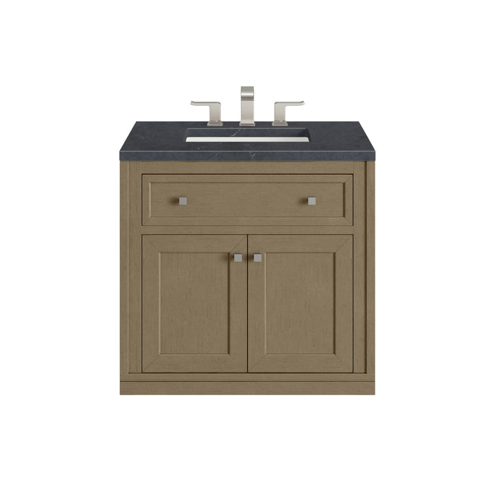 Chicago 30" Single Vanity, Walnut Whisper, w/ 3 CM Charcoal Soapstone Silestone® Top