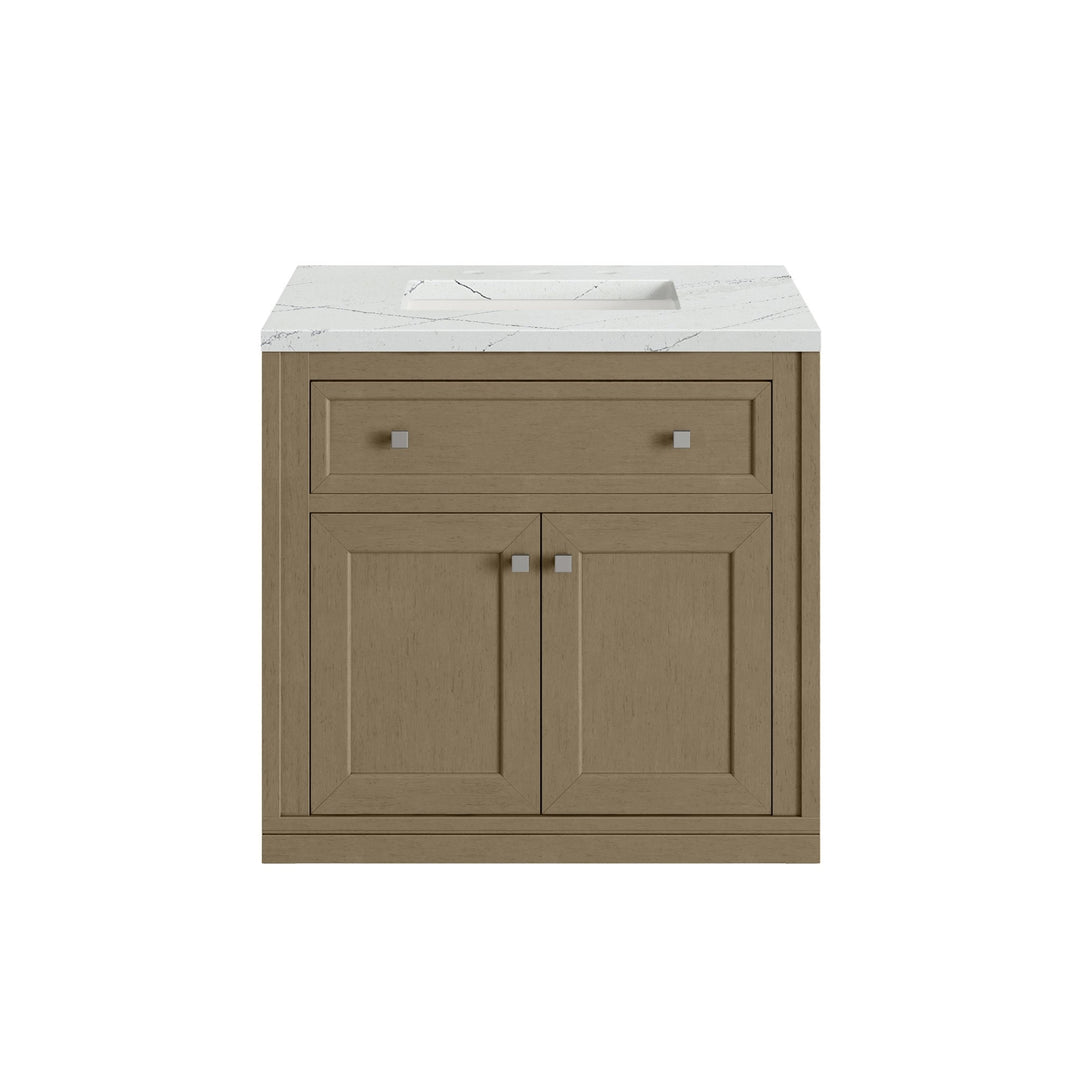 Chicago 30" Single Vanity, Walnut Whisper, w/ 3 CM Ethereal Noctis Silestone® Top
