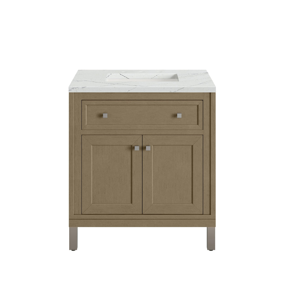 Chicago 30" Single Vanity, Walnut Whisper, w/ 3 CM Ethereal Noctis Silestone® Top