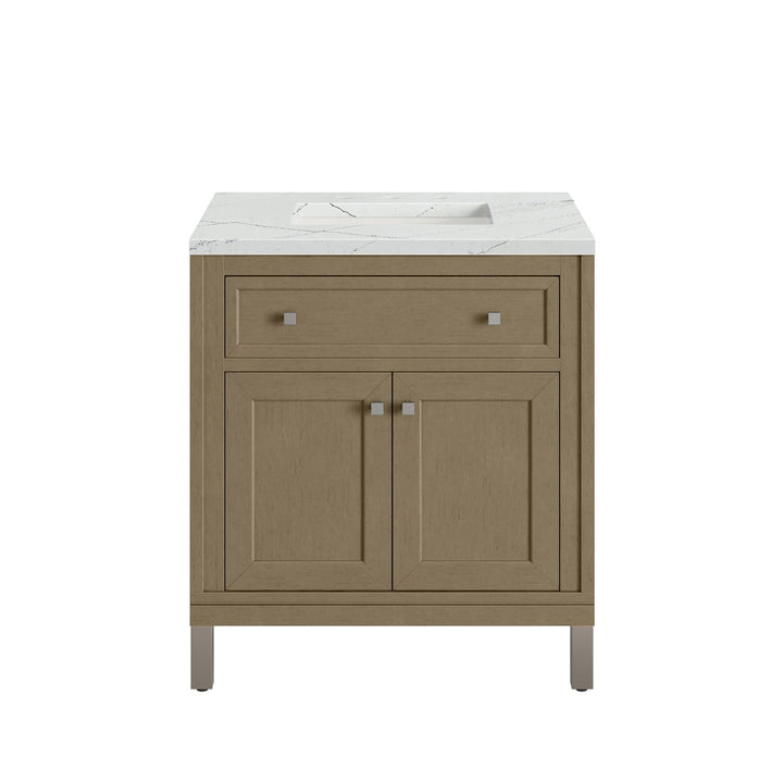 Chicago 30" Single Vanity, Walnut Whisper, w/ 3 CM Ethereal Noctis Silestone® Top